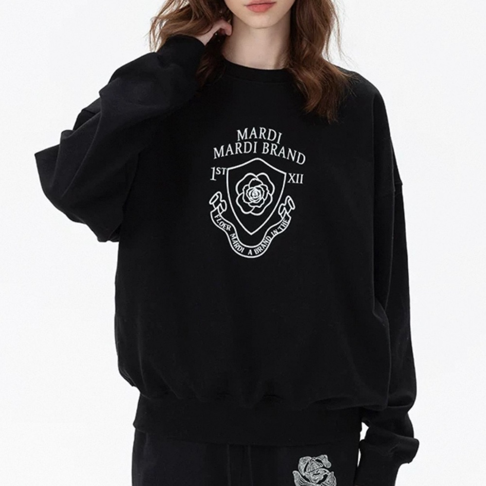 MARDI MERCREDI BLACK CREWNECK SWEATSHIRT
